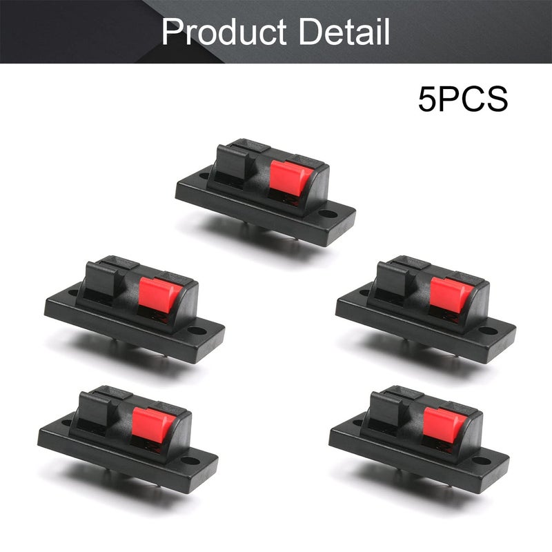 Fielect 5Pcs Spring Speaker Terminal Clip 2 Way Speaker Spring Connection Clip Jointing Clamp Jack Socket Push Release Connector Speaker Terminal Strip Block - Image 5